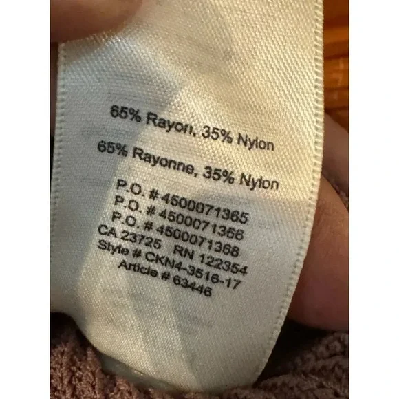 Wilfred S Brown long sleeve knit scalloped hem crop top stretch fitted - Picture 5 of 8